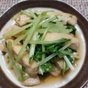 よっこの作ってみた!投稿(レンジで作る【水菜と揚げのおひたし】)