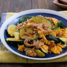 食感最高！ズッキーニと豚こまの卵炒め