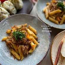 子どもに食べさせたい❣️
サバとごぼうの甘辛ペンネ🍴