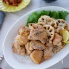 鶏ももと蓮根のにんにく醤油焼き