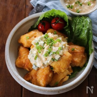 ポン酢で簡単!おかかきゅうりタルタルの揚げないチキン南蛮