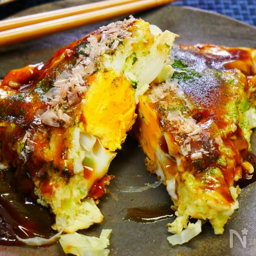 たまごまるごと✨キャベツと豆腐のふわとろおこたま焼き