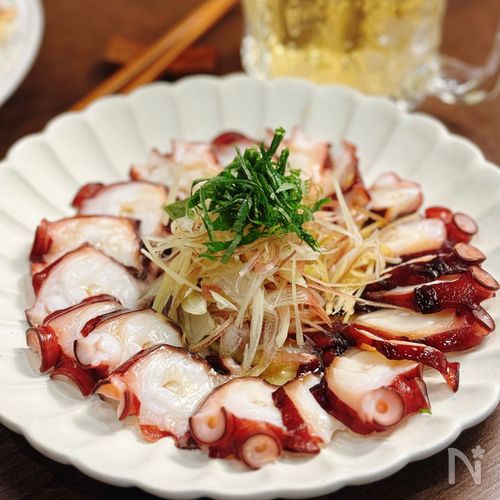 【タコと香り野菜の和風サラダ】火を使わず簡単!5分で完成♪