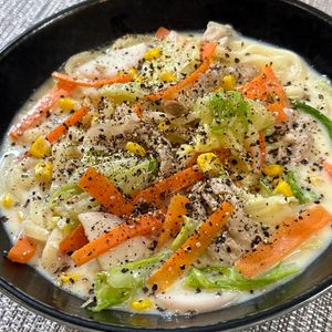 楽ラク手抜キッチン🐶🐾の作ってみた!投稿(【野菜たっぷりちゃんぽんうどん】おなか満足＆レンジでらくらく)