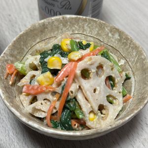 みーこの作ってみた!投稿(蓮根と小松菜とにんじんの胡麻マヨあえ【お弁当にも♪】)