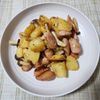 とももの作ってみた!投稿(【きのこのジャーマンポテト】ごま油×鶏がらで香ばしく♩)