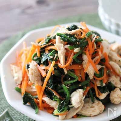 ヘルシー！レンチン！主菜になる♡ささみと野菜の彩りごまナムル