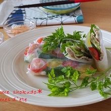 焼きしゃぶと茗荷の生春巻き