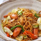 レンジで簡単！ウインナーのカレーマスタード焼きそば