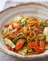 レンジで簡単！ウインナーのカレーマスタード焼きそば