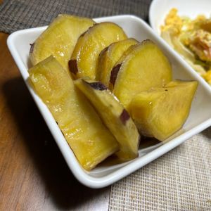 ぽちゃこの作ってみた!投稿(【さつまいもの甘煮】レンジで簡単♡やさしい甘みにやみつき！)