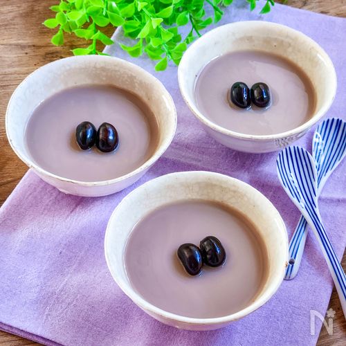 お正月の黒豆煮汁で♡黒豆プリン♡