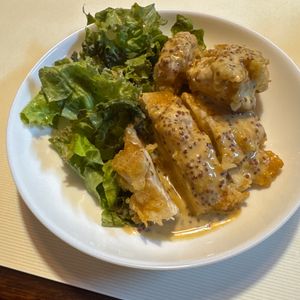 1253866の作ってみた!投稿(＼むね肉＆揚げ焼き／揚げ鶏のマスタードマヨソースがけ)