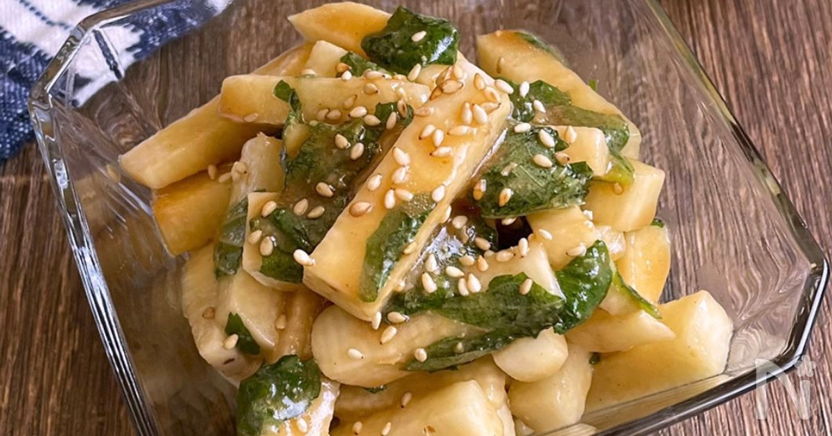 【もう一品に】切って和えるだけ♪「長芋のしそ味噌和え」