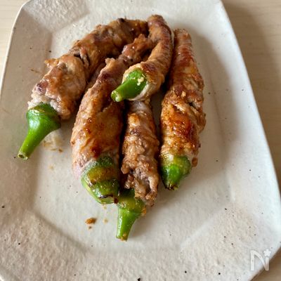 オクラのくるくる生姜焼き