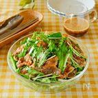 みず菜とカリカリ豚バラの山盛りサラダ
