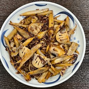 とーるじーじの作ってみた!投稿(ごぼうとれんこん《こってり♡肉味噌きんぴら》)