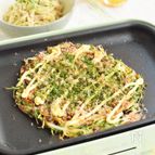 節約♪豆苗もやし＆さきイカのお好み焼き