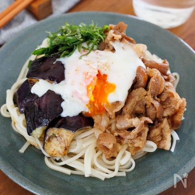 『甘辛肉となすのぶっかけ素麺』夏休みランチに☆お手軽♪