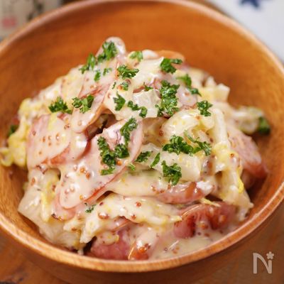 白菜消費✨白菜とウインナーのからしマヨネーズ和え😋🥗