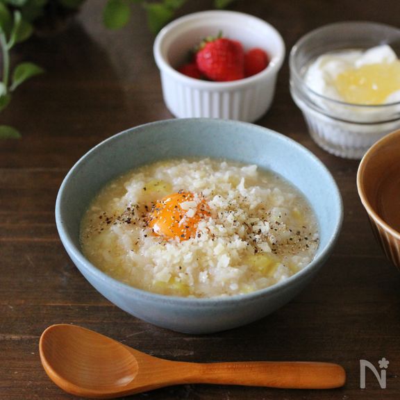 キレイと元気の味方♪カルボナーラ粥