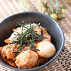 簡単すぎてごめんなさい♡うずらのキムチごまマヨ和え