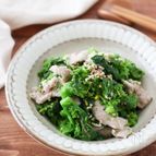 レンジで簡単♪豚肉と菜の花の蒸しサラダ！ノンオイルレシピ
