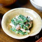 箸休めに！春菊としめじのごま酢あえ