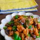 なすとピーマンと鶏肉のコク旨梅味噌炒め