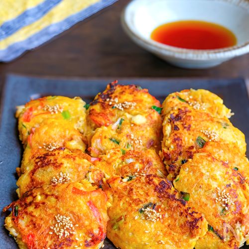 包丁不要!えのきと豆腐とカニカマのもちっと焼き