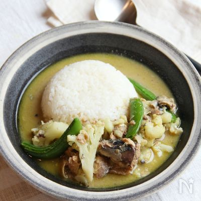 鯖グリーンカレー《カルディ紙パックカレーで作る》