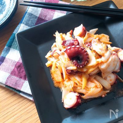 簡単なのにめちゃめちゃ美味しい♡たこと長ねぎのキムチマヨ