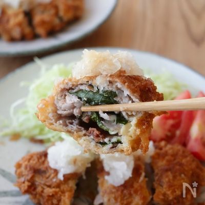 【梅大葉入り♪おろしミルフィーユ豚カツ】バッター液で時短！