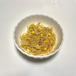 ごんべすの作ってみた!投稿(ピリッと辛い！豆もやしのやみつきナムル)