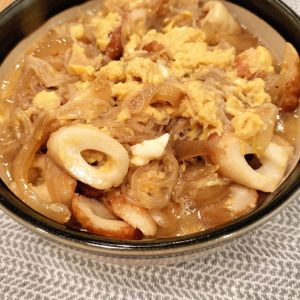 232088の作ってみた!投稿(ご飯もりもりヘルシー和食🍚白滝のすき煮風とろとろ卵炒め😋)