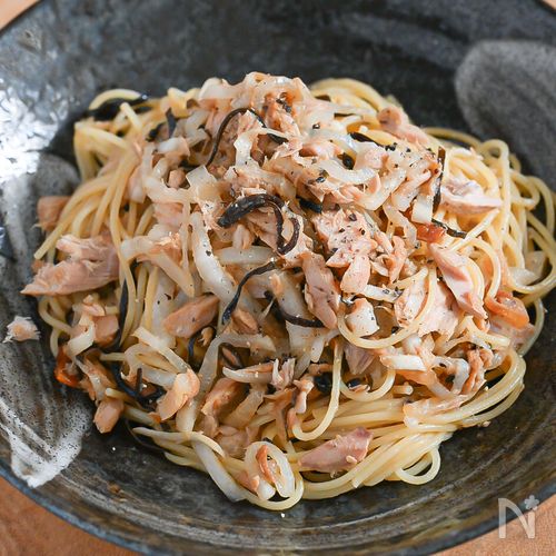 大根でボリュームアップ！大根とツナ缶の塩こんぶパスタ