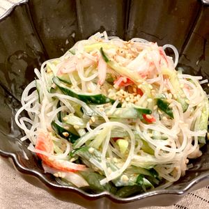 michuの作ってみた!投稿(きゅうりとカニカマと春雨の旨ぽんマヨサラダ)