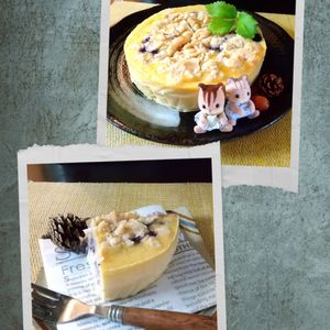 チョロリスの作ってみた!投稿(やさしい米粉のブルーベリークランブルチーズケーキ)