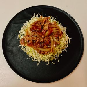 りんの作ってみた!投稿(行列のできる定食屋さんの🤩とろとろ豚の黒酢生姜焼き😋🍚)