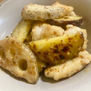 ゆかりの作ってみた!投稿(【さつまいも鶏れんこんハニマヨマスタード】ソースがやみつき◎)