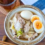 レンジで簡単﻿♪豚とネギのめんつゆ煮﻿