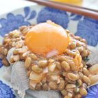 ゆで豚のキムネギ納豆がけ