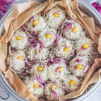 菊花とお豆腐の花シュウマイ。