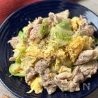 調味料２つ！豚こまとキャベツのオイマヨ卵炒め