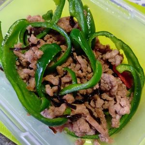 chachaの作ってみた!投稿(やみつき！豚ひき肉とピーマンの塩こんぶペペロンチーノパスタ)