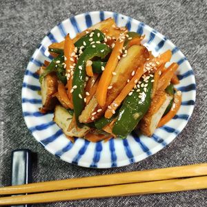M＊Pの作ってみた!投稿(ピーマンとじゃこ天の柚子胡椒きんぴら)