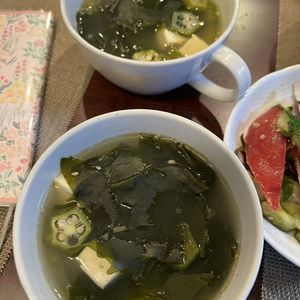 Hikeyの作ってみた!投稿(【オクラと豆腐のわかめスープ】とろんヘルシー♪簡単シンプル♪)