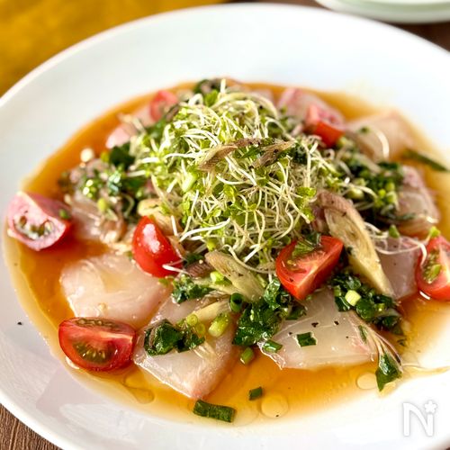 ごま油香る【薬味たっぷり！真鯛の中華風カルパッチョ】
