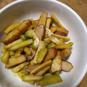 ももの作ってみた!投稿(ブロッコリーの茎とさつま揚げのきんぴら♡節約おかず)