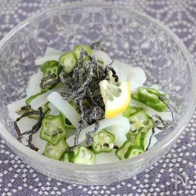 ワンステップで完成!オクラと塩昆布のさっぱりイカそうめん